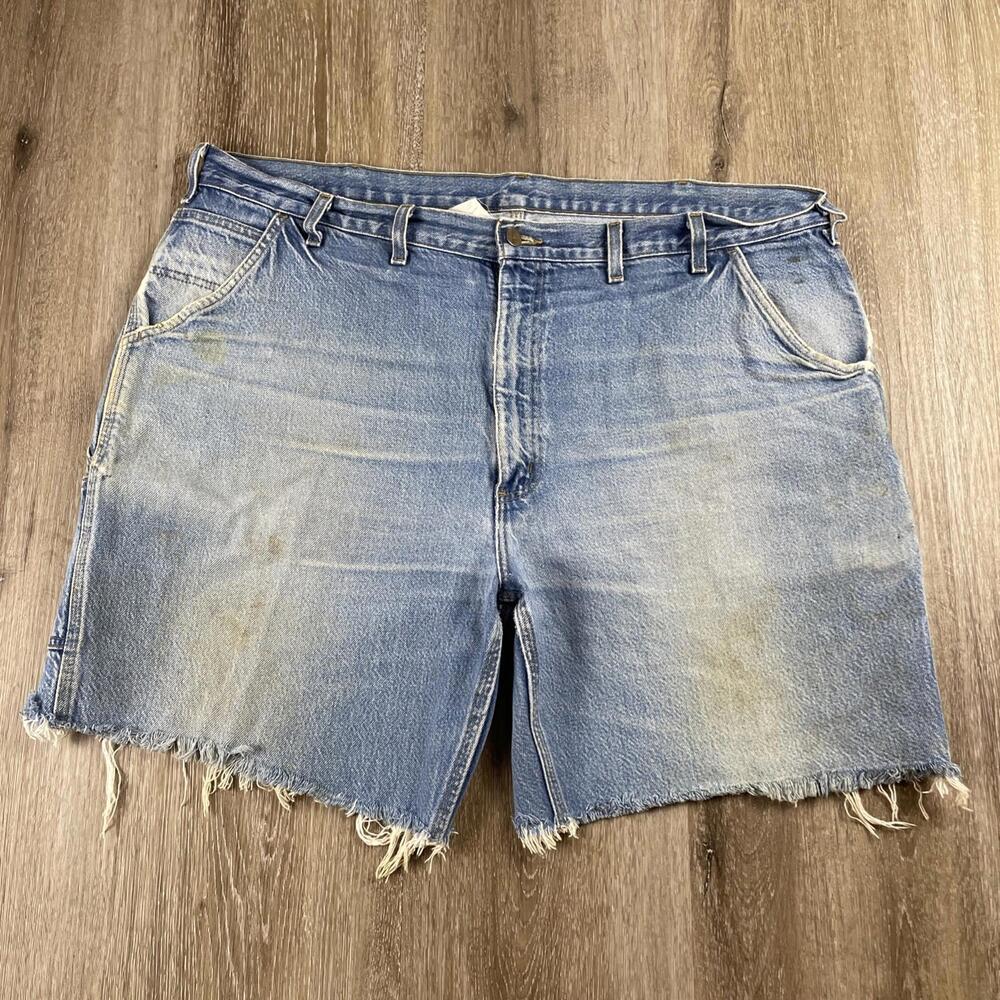 Y2K Vintage Carhartt B137 DST Cutoff Jean Shorts Men's 44 X 8” Inseam Distressed
